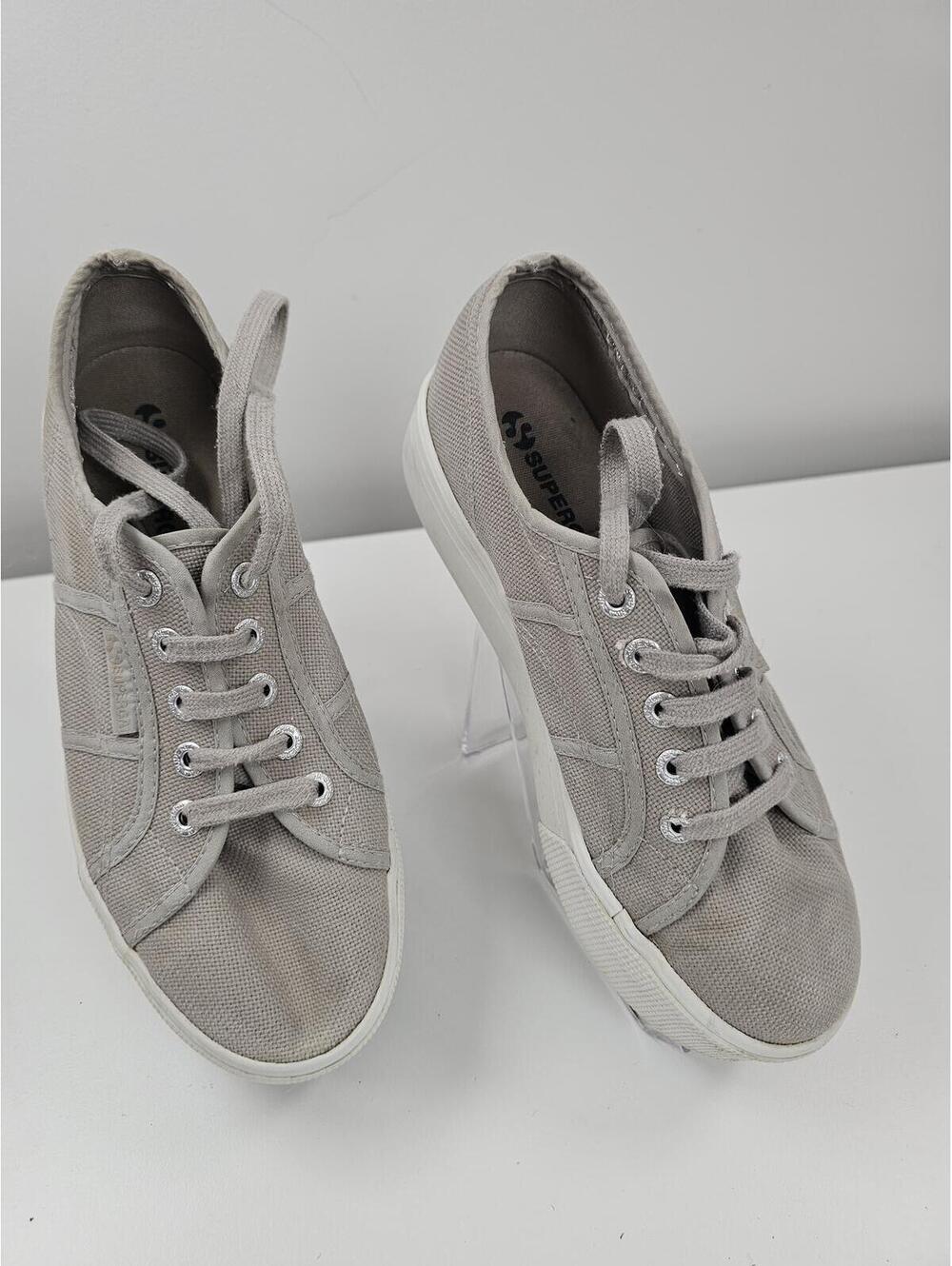 Superga Women's Beige Canvas Platform Sneakers